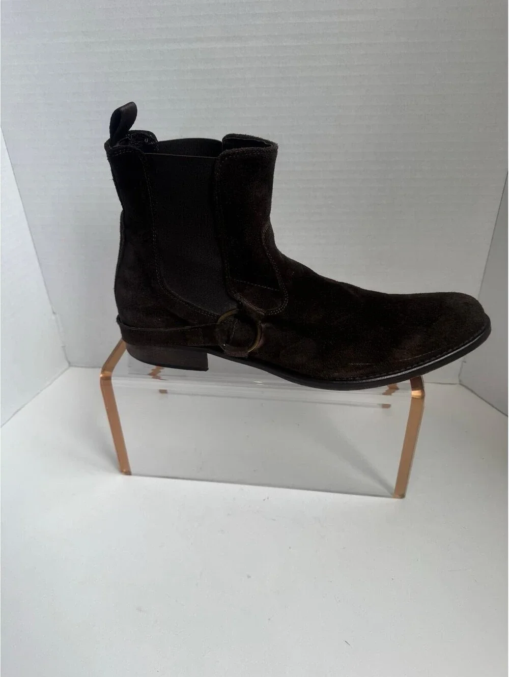 To Boot New York by Adam Derrick — Dark Brown Suede Harness Chelsea Boots